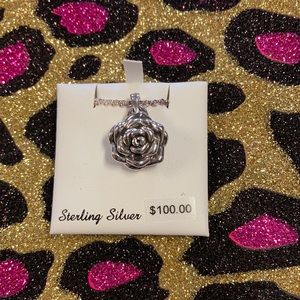 Sterling silver rose necklace